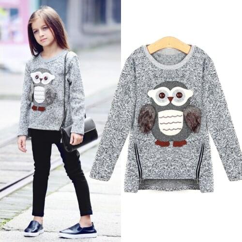 Girls Fleece Lined Zipper sweater Cartoon Cute Owl Casual Cotton Girls Winter Clothes girls sweater for 6 7 8 9 10 12 14 years