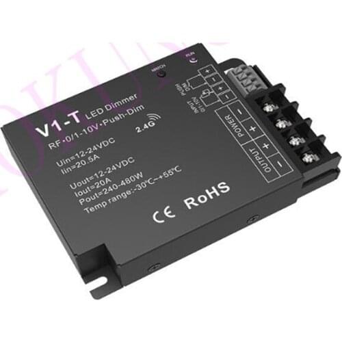 1CH*20A 12-24VDC CV RF& /1-10V&Push-Dim 3 in 1 Dimming Controller V1-T Controller