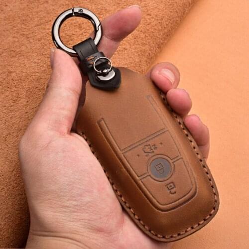 Leather Key Case for Ford Focus Edge Explorer 5 Mondeo Mk4 Escort Trurus TITANIUM Mustang Ranger Car Key Cover Holder Case