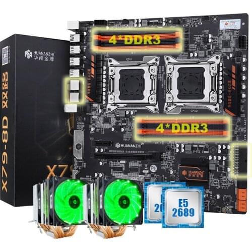 HUANANZHI X79-8D Dual Socket Motherboard with Hi-SPEED M.2 slot 2 Processors Intel Xeon E5 2689 6 Tubes Coolers Buy Computer