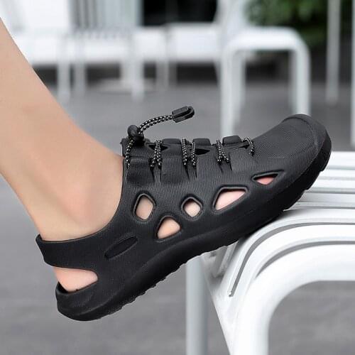 Mens Summer Breathable Rain Shoes Fishing Lightweight Non-Slip Deodorant Soft Bottom Work Outdoor Mountaineering Hollow Sandals