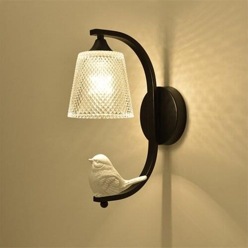 Nordic bird lamp Wall lamp for bedroom decoration indoor lighting fixture LED Glass lampshade wall lights for home Bedside lamps