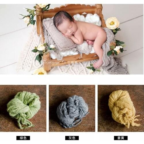 New newborn baby elastic wrap baby photography shooting background blanket mat retro wrapped baby stuffed basket accessories