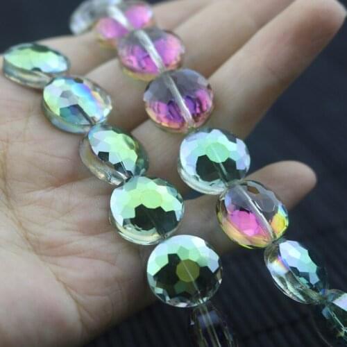 Hot Pink Green Flat Round Crystal Beads 10pcs 8x14mm Jewelry Making Bead Facted DIY Bead for Handmade Pendant Necklace Wholesale