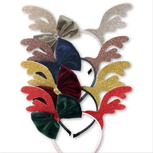 Lovely Kid Girl Baby Christmas Xmas Reindeer Antlers Bowknot Headband Hair Band New Cute Kid Headwear Hairbands