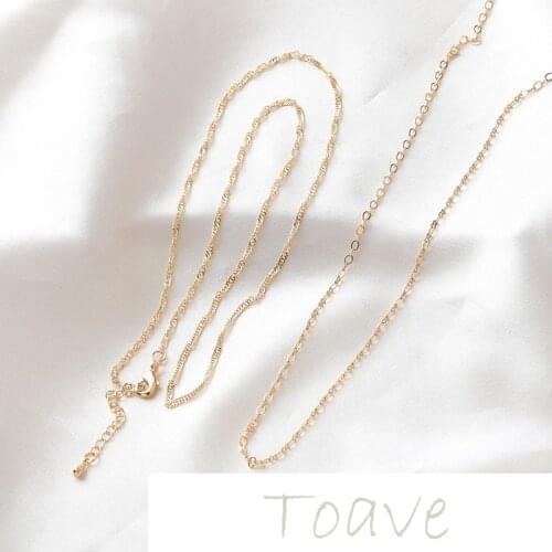 14K gold-plated copper-plated real gold basic simple and versatile O-shaped twist chain necklace diy necklace accessory material