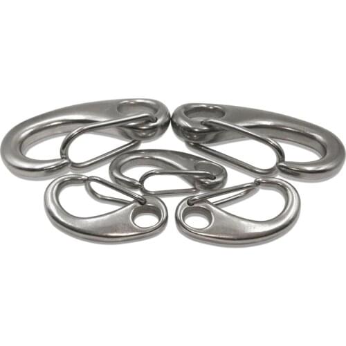 30/40/50/70/100MM 304 Stainless Steel Spring Carabiner Outdoor Living Egg Shape Spring Snap Hook Quick Link Carabiner Clip