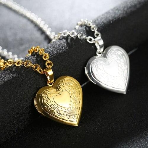 SONYA New Heart Necklace & Pendant Women/Men Loverss Jewelry Valentines Gift Wholesale Gold Color Romantic Fancy Photo Lock