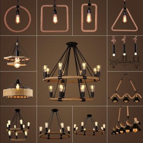 Modern creative design resin monkey loft vintage hemp rope pendant light for home lighting bar cafe retro hanging pendant lamp