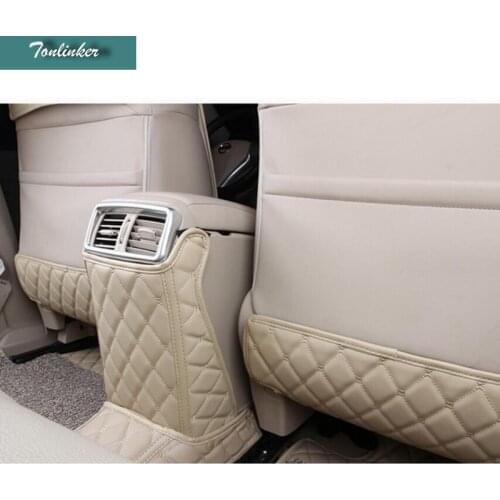 Tonlinker 3 pcs car styling pu leather seat back kick pad decoration sticker Cover Case Stickers for Nissan X-Trail 2014