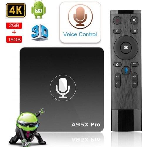 A95X PRO Amlogic S905W 2GB RAM 16GB ROM Quad Core Android 7.1 TV Box with WIFI LAN Support Voice Input Control Set Top Box