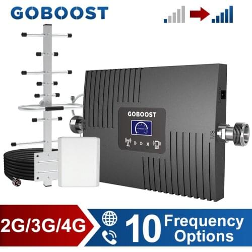 GOBOOST Cellular Amplifier 4G AWS 1700 2100 MHz Single Band Repeater B4 Signal Booster With Antenna 10M Coaxial Cable Set