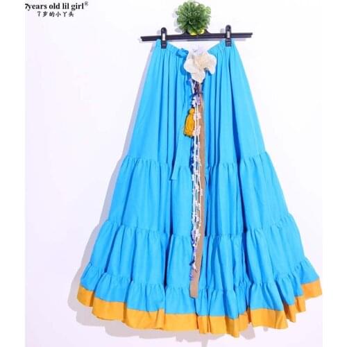 4tiered 21yards 100% Cotton Tribal Belly Dance Skirt With Border 9EX33