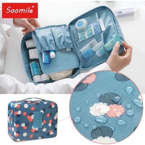 Women portable cosmetic bag travel Organizer for makeup top design boutique Waterproof Zipper Make up Bag dot beauty Wash Pouch
