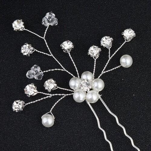MOGAKU Bridal Pearls Hair Forks New Fashion Beaded Crystal Hairpins Accessories Women Party Wedding Hair Stick Ornaments Jewelry