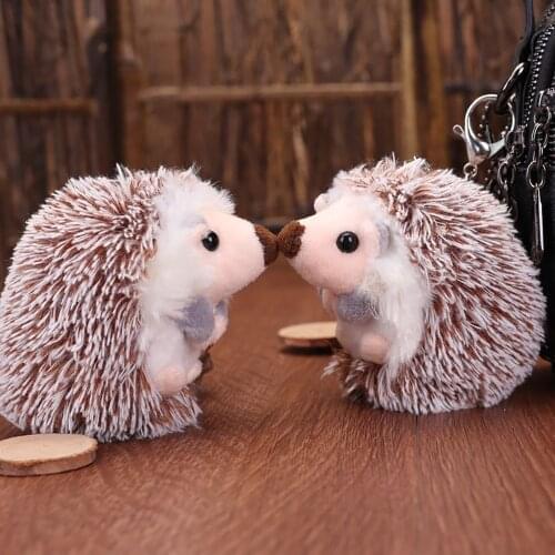 LEEPEE Women Car keychain Car Keyring Plush hedgehog keychain Auto Accessories Creative Gift Key Holder