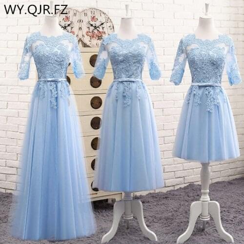 MNZ-513#Lace up Long middle short blue Bridesmaid Dresses 2021 new Sister group party prom dress plus size toast suit wholesale