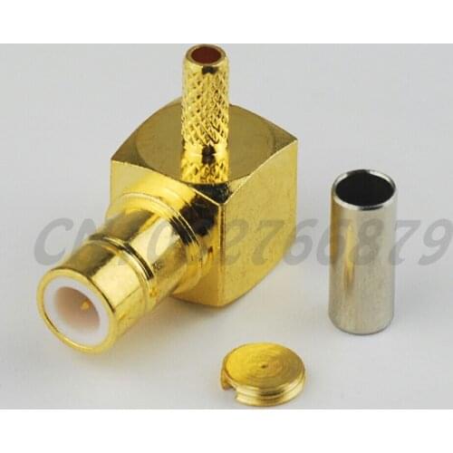 100pcs RF electrical wire coaxial cable terminal connector 75Ohm SMB Crimp Plug male Right Angle connector for RG316 RG174LMR100
