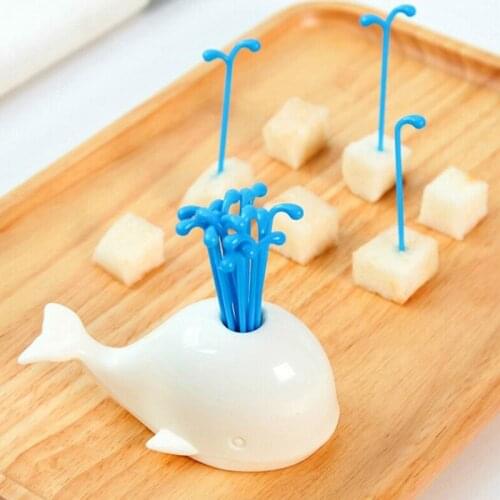 16pcs/lot Creative Whale Fruit Fork Cake Dessert Salad Sticks Food Picks Cocktail Toothpick Skewer Home Party Acceoosries Fourch
