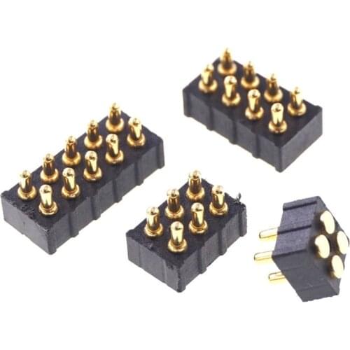 2 Pcs Grid 2.0 MM Pitch Pogo Pin Connector 4 6 8 10 Position Dual Row SMD Male Spring Loaded Re-Flow Solderable RoHS Lead Free