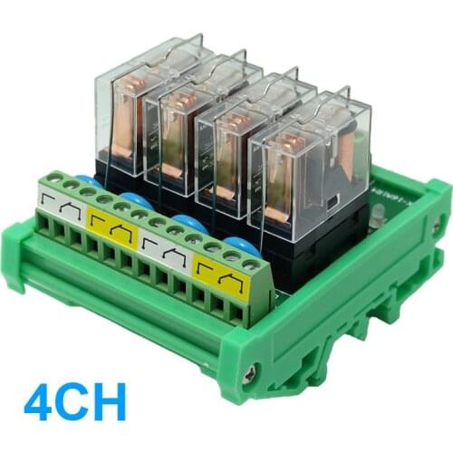 4 Channels DIN Rail Mount Interface Relay Module OMRON G2R-1-E 16A INPUT DC 12V 24V