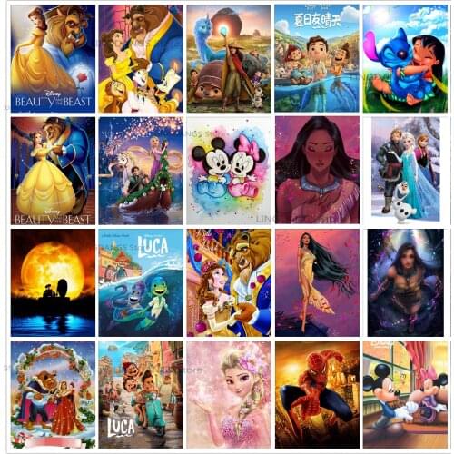 30x40cm 5d Diy Diamond Painting Disney Luca Stitch Pocahontas Mickey Minnie Beauty And The Beast Diamond Mosaic Home Decor Gift