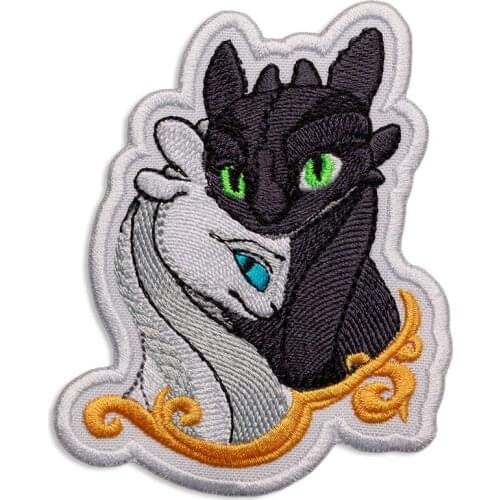 Toothless and Light Fury Embroidered Anime Cartoon Sewing on Patches for Clothing DIY Adobe Premiere Elements Hot Cut Badges