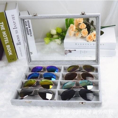 Glasses Display Box With Lock Linen/Velvet High Quality Eyeglasses Holders Fashion Myopia Glasses Jewelry Storage Box