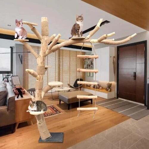 Large Solid Wood Cat Climbing Frame Cat Litter Cat Tree Climbing Cat Toy Log Pet Tree Customization