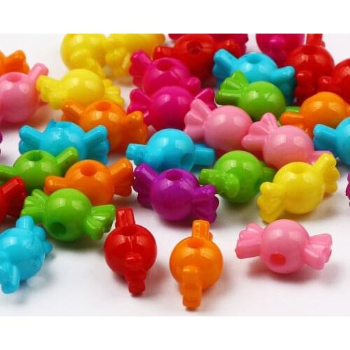 50PCS 14X8MM Mixing Color Candy Shape Acrylic Beads For Handmade Childrens Bracelet DIY Jewelry Making Spacer Beads