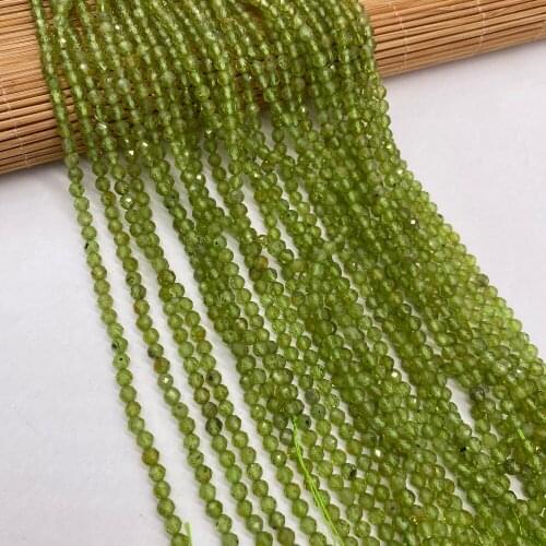 Natural Stone Beads Round Green peridot Faceted Exquisite Loose Spacer Beaded For jewelry making DIY Necklace Bracelet Accessory