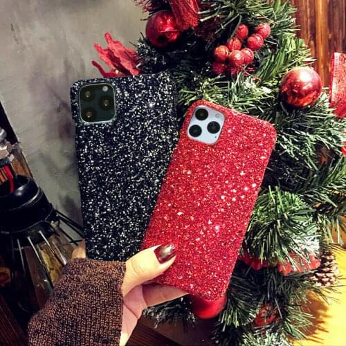 Fashion Bling Glitter Christmas Phone Case For iPhone 11 Pro X XS MAX XR 8 7 6 S 6S Plus Shining Sequins Hard Back Cover Coque