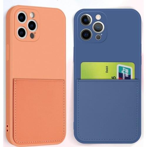 Card holder Case For iPhone 12 Pro Max 12 Mini 11 XS XR X SE 2 2020 Liquid silicone Soft Cover For iPhone 7 8 6 6S Plus Case