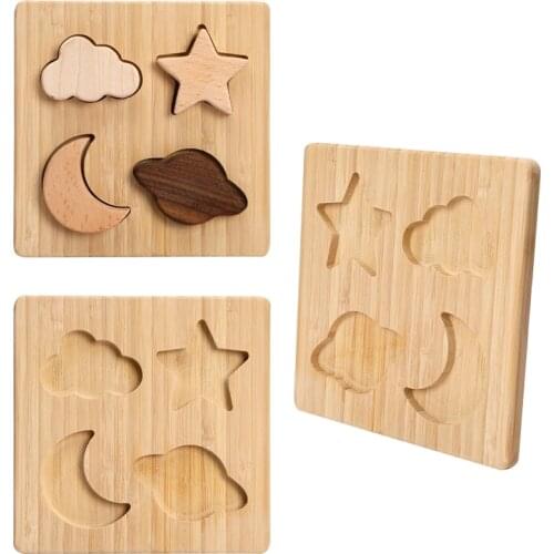 Wooden Planet Mini Size Kids Toys Wooden 3D Jigsaw Puzzle for Children Baby Cartoon Animal Traffic Tangram Puzzles Educational