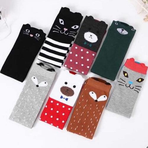 2019 season cartoon plate children knee high leg warmers girl cotton breathable tube baby kid stocking leggings