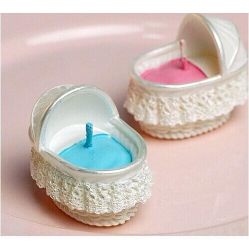 DIY Silicone Cradle Candle Shaped Baby Pram Handmade Soap Mold Silicon Stroller Candle Mould 3D