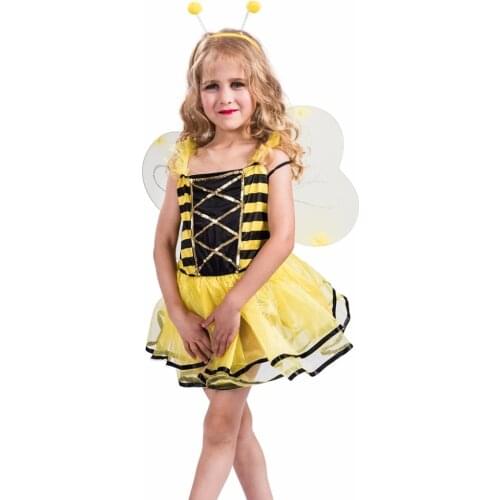 Eraspooky Yellow Bumble Bee Dress Wings Halloween Costume For Kids Girls Love Live Cosplay Christmas Party Fancy Dress