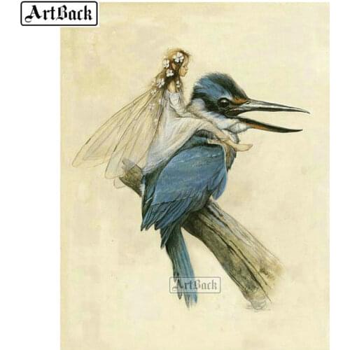Full square / round diamond painting bird fairy 5d diy diamond mosaic animal 3d embroidery dog art sticker
