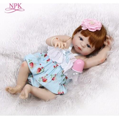 NPK 56cm Full Body Silicone Reborn Baby girl Doll Realistic Newborn Babies Bonecas Child Birthday Gift Play House bath toy