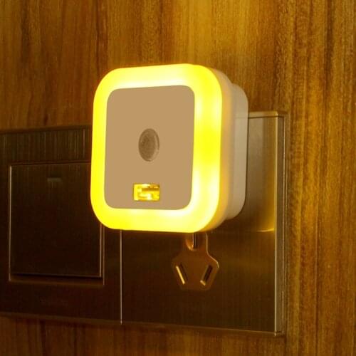 Square Auto LED Light Induction Sensor Control Bedroom Night Lights Bed Lamp with USB 1A US Plug,night lamp,bedroom light
