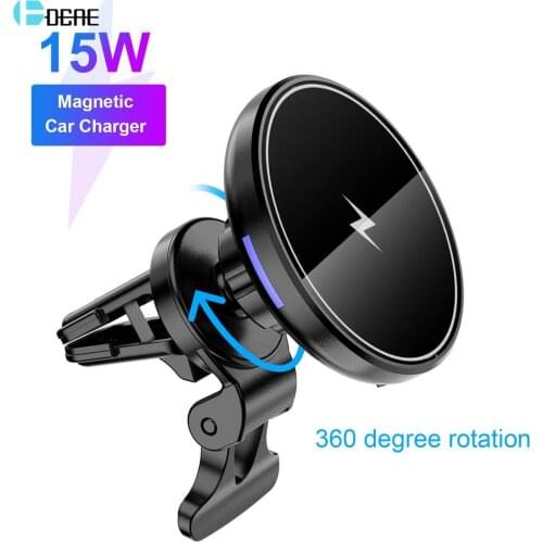 Magnetic Wireless Car Charger 15W for iPhone 12 Pro Max Mini Qi PD Fast Charging Air Vent Mount Phone Holder For Magnet Cases