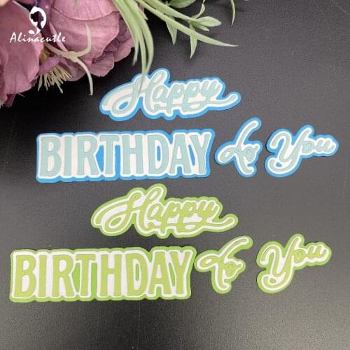 Alinacutle Metal Cutting Dies Cut Happy Birthday To You Letters Scrapbooking Paper Craft Handmade Album Card Punch Art Cutter