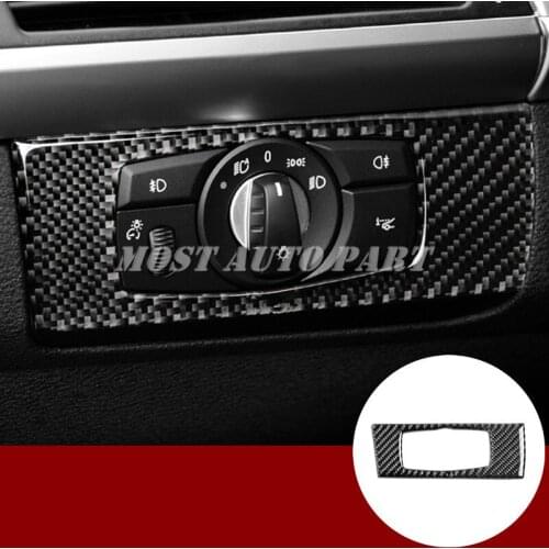 Carbon Fiber Headlight Switch Button Trim Cover For BMW X5 E70 2008-2013 X6 E71 2009-2014 Car accesories interior Car decoration