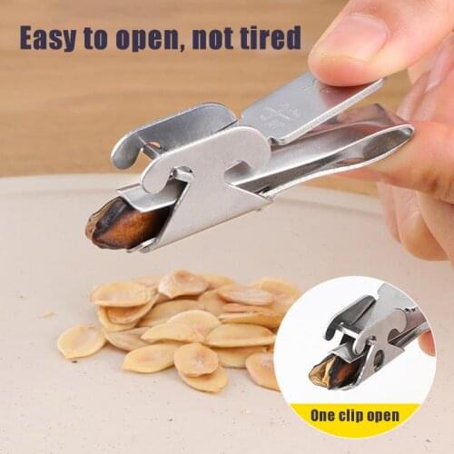 Stainless Steel Melon Seeds Opener Clamp Peeler Walnut Pine Peanut Sheller Folder Kitchen Nut Cracker Tool Kitchen Accessories
