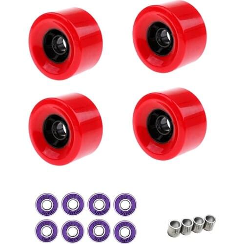 NEW-STRIKATE 4PCS 83mm Longboard Wheels with Bearing and Spacer Combo 82A PU Wheels