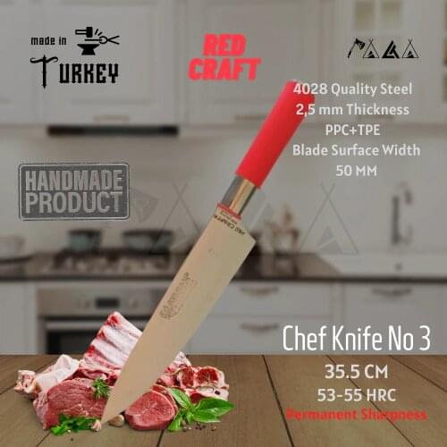ATASAN Red Craft Chef Knives 03 Handmade High Quality Professional Stainless Steel Steak Meat Butcher Kitchen Knife Turkish 2021