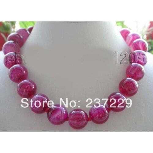 Wholesale price " 18" Natural Red Round Agate jade Necklace