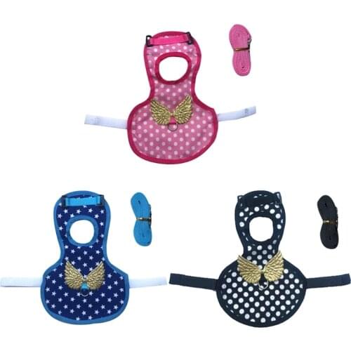 Adjustable Chicken Harness with Leash Comfortable Breathable Hen Vest Decorated with Gold Wing for Duck Goose Rooster
