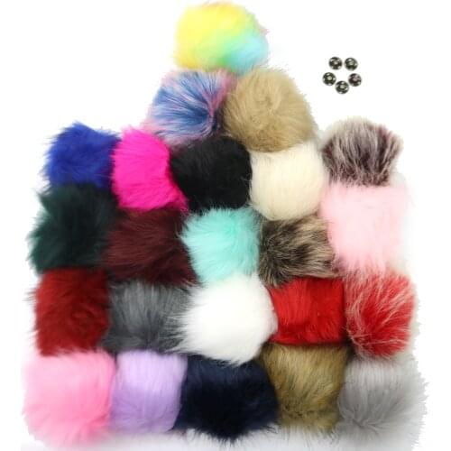 10 12 15cm False Hairball Hat Ball Pom Pom DIY Ball Wholesale Cap Accessories Multicolor Faux Fox Fur PomPom With Buckle