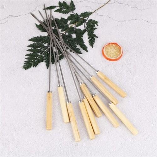 10pcs Stainless Steel Barbecue BBQ Skewers Needle Kebab Kabob Stick 35cm